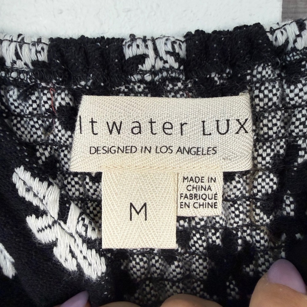 Saltwater Luxe Black Dottie Midi Dress Floral Print Size Medium - Picture 12 of 13